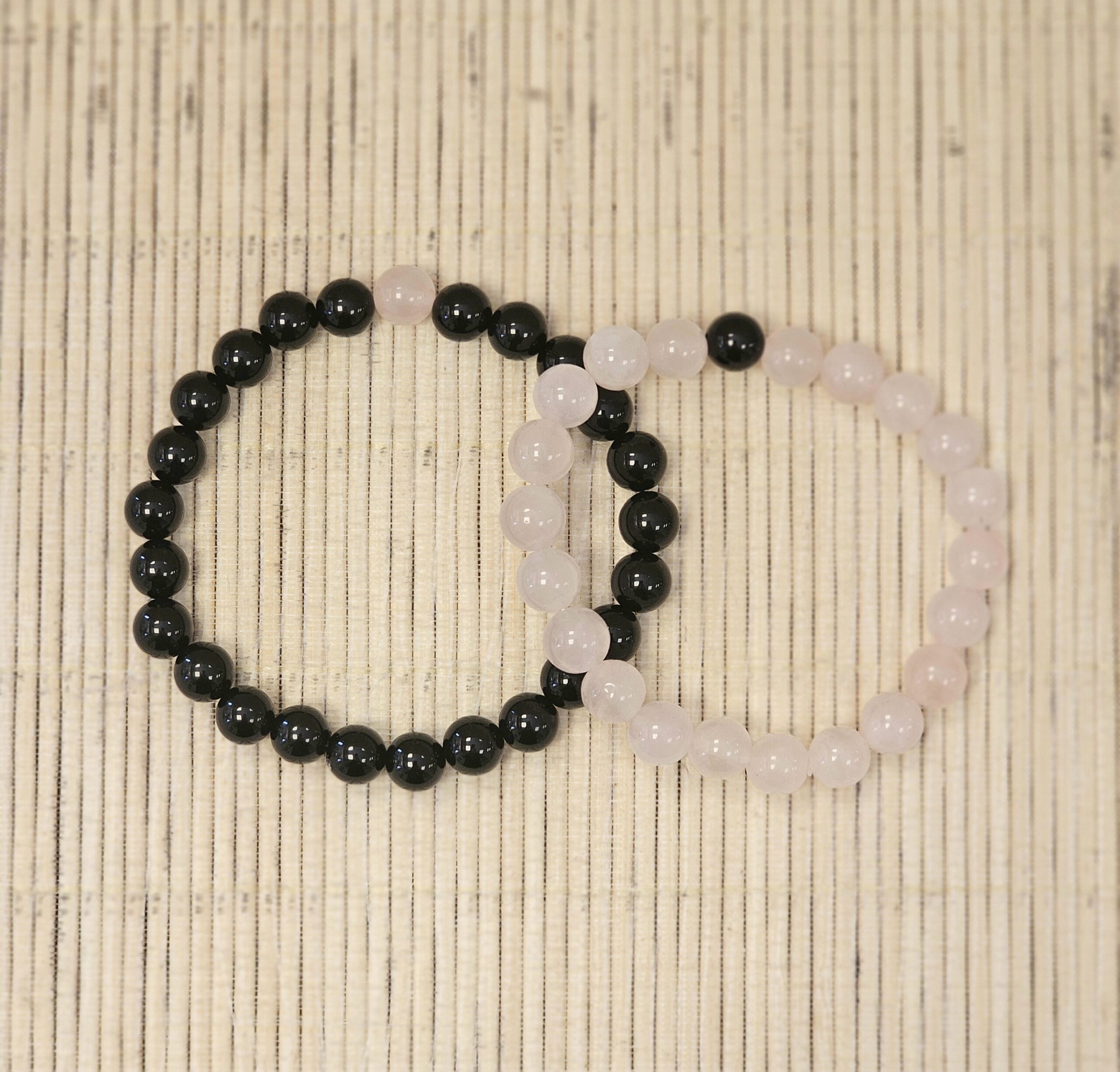 BRACELETS TOI et MOI QUARTZ ROSE et ONYX 8MM 2 134900