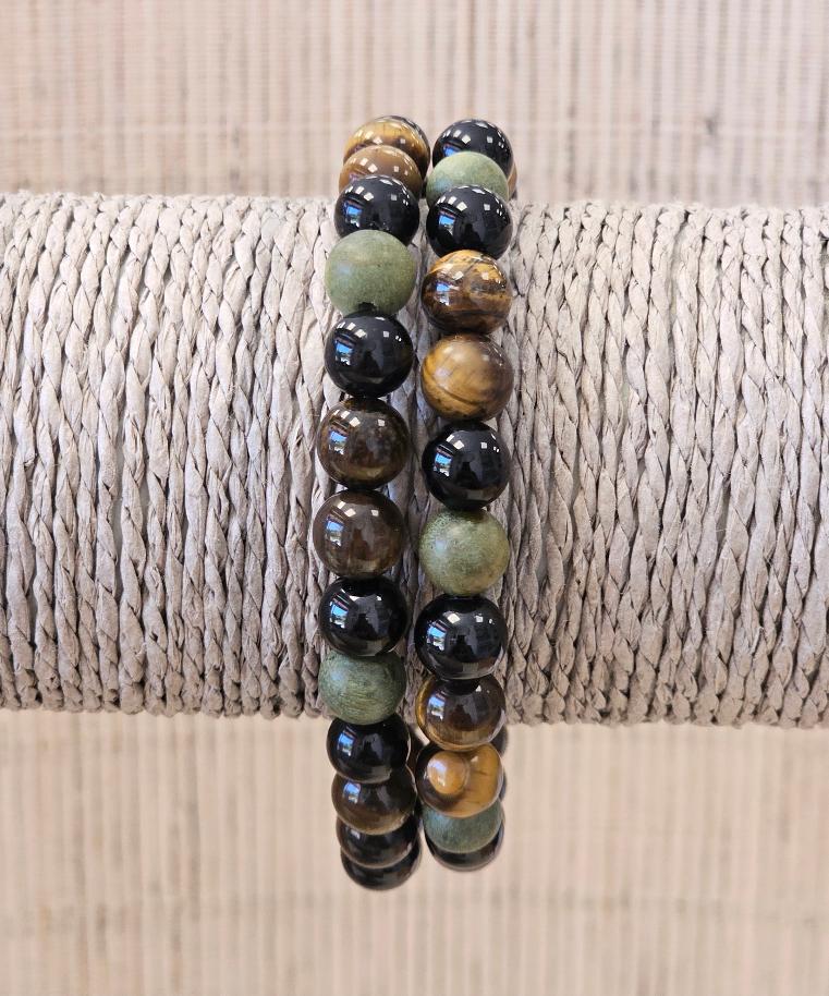 BRACELET HOMME ŒIL DE TIGRE ONYX SERPENTINE 8MM 1 15269