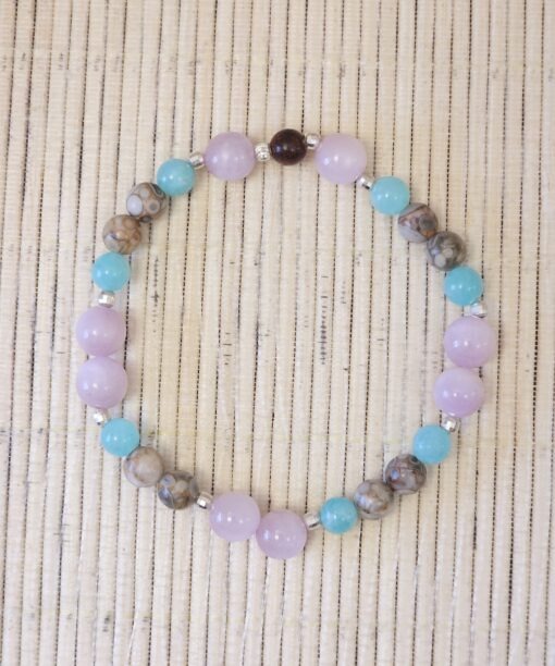 Amethys'te Minéraux 23 Bracelet Kunzite, Amazonite et Jaspe orbiculaire 8 mm1