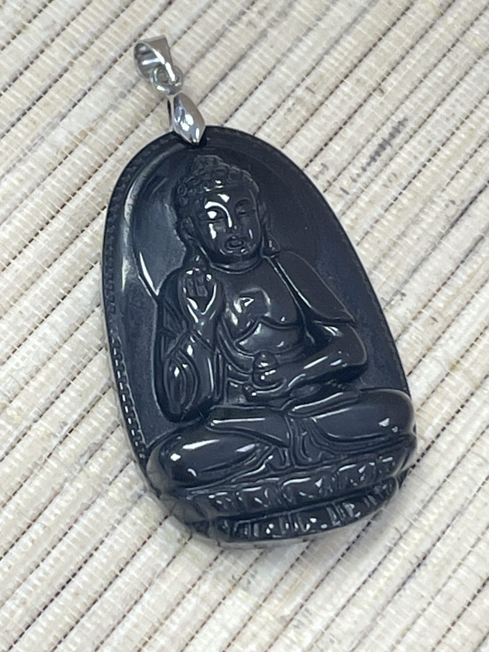 PENDENTIF OBSIDIENNE NOIR BOUDDHA 2 10286